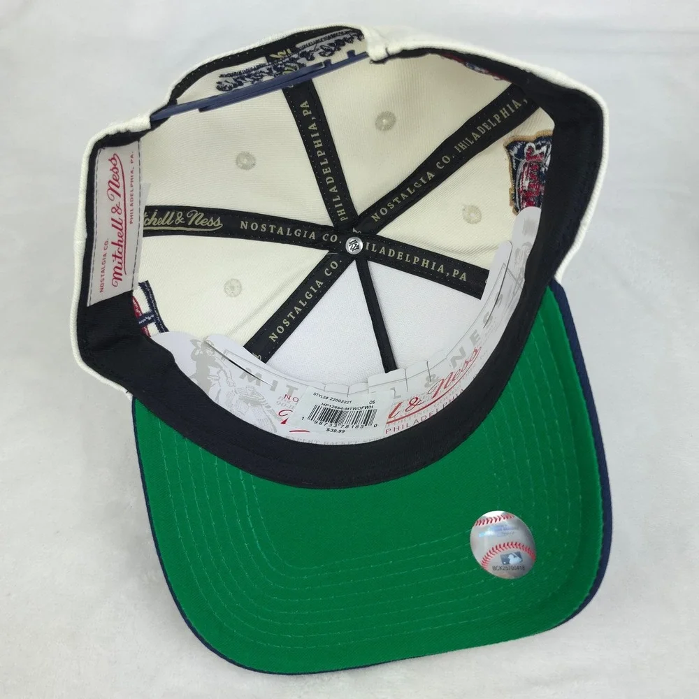 Minnesota Twins Mitchell & Ness MLB Pro Fit Snapback Hat Cap 3D Logo Cream NWT‎